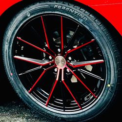 For Sale 4 Beautiful Wheels #18 Black/Red Sports And 4 Tires