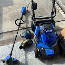 Kobalt Electric Lawnmower +Trimmer+Battery+Charger