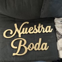 Nuestra Boda  Gold Wood Sign