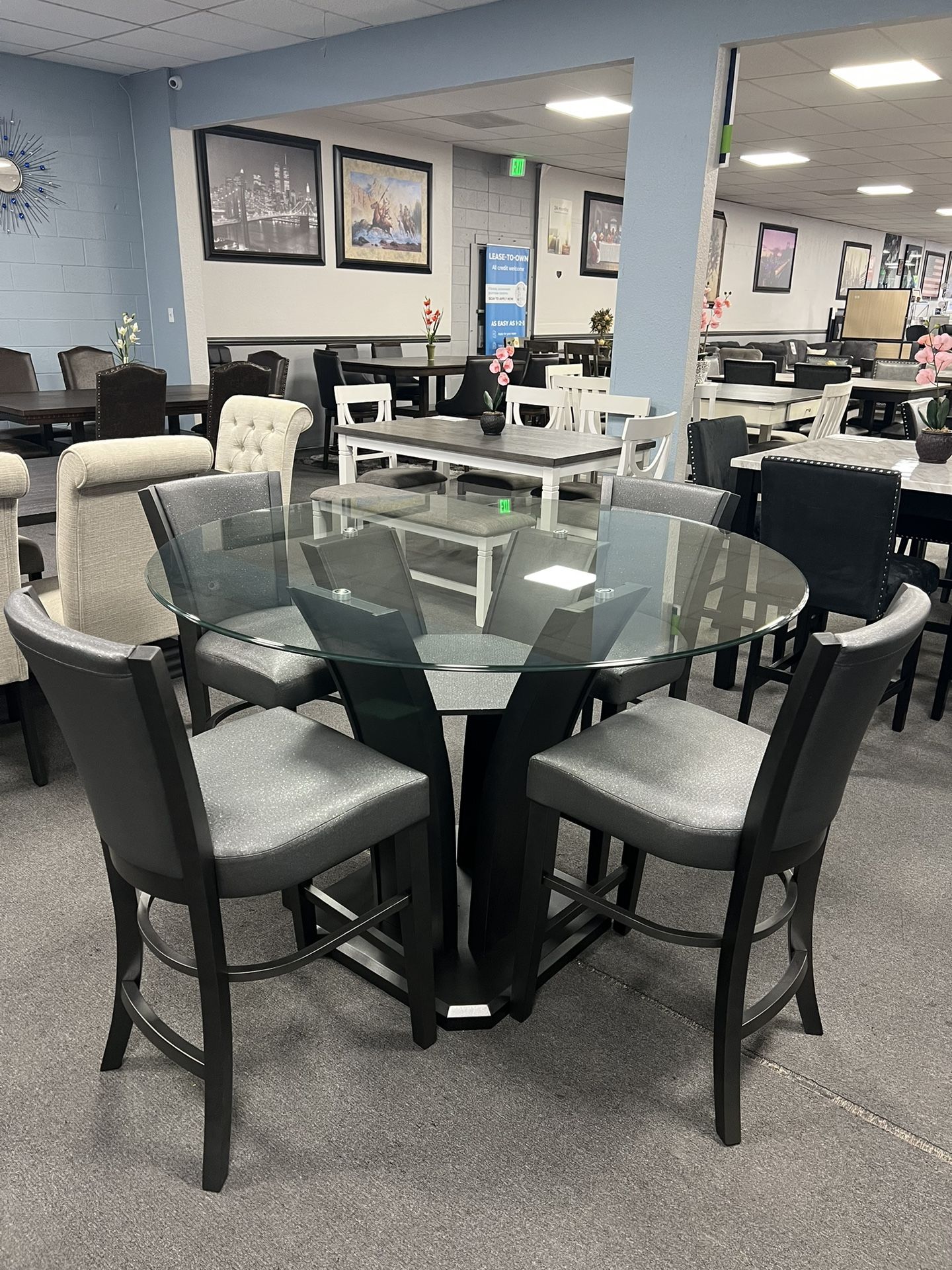 5PC Gray Counter Height Dining Table Set 