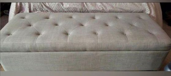 New Monroe II Linen, light grey tufted bench