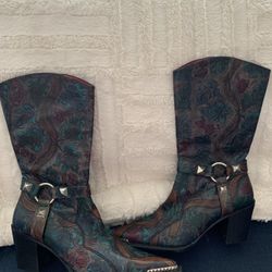 Italian Embossed Leather Boots