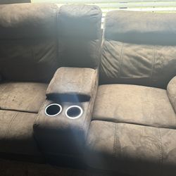 Brown Reclining Love Couch 