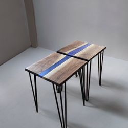 Pair Of Violet Epoxy Tables