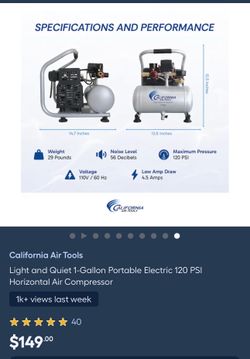 California Air Tools Compressor. Most Quiet Compresor