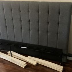  Full Grey Upholstered Bed Frame
