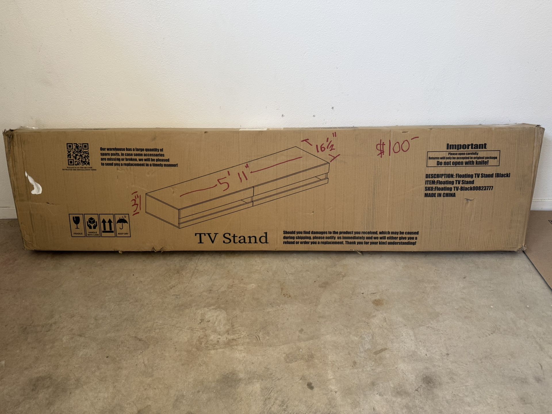 Floating TV Stand (black) Brand New!