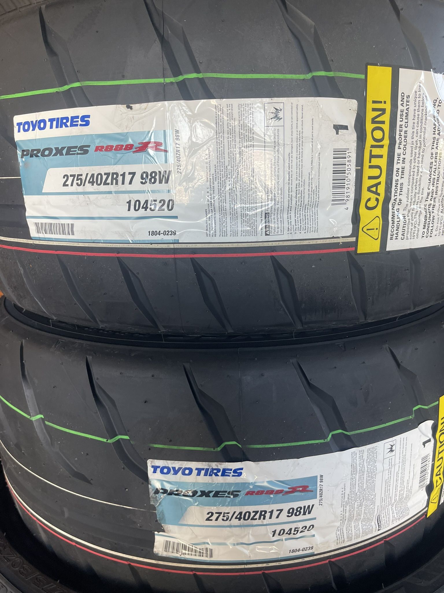 275 40 17 Toyo Proxes R888R for Sale in City Of Industry, CA - OfferUp