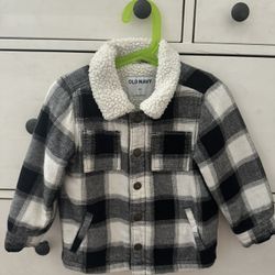 Plaid Sherpa Pocket-Front Shacket for Toddler Boys Size 3T