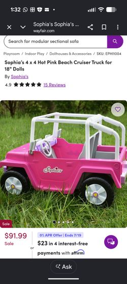 Sophia pink 18" doll  pink truck