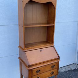 Solid wood secretary cabinet two pieces