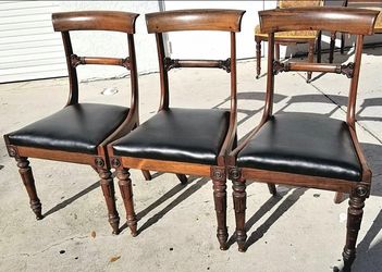 Set of 3 William IV ca 1830 Hand Carved Mahogany Dining Chairs Turned Legs 19.8.3