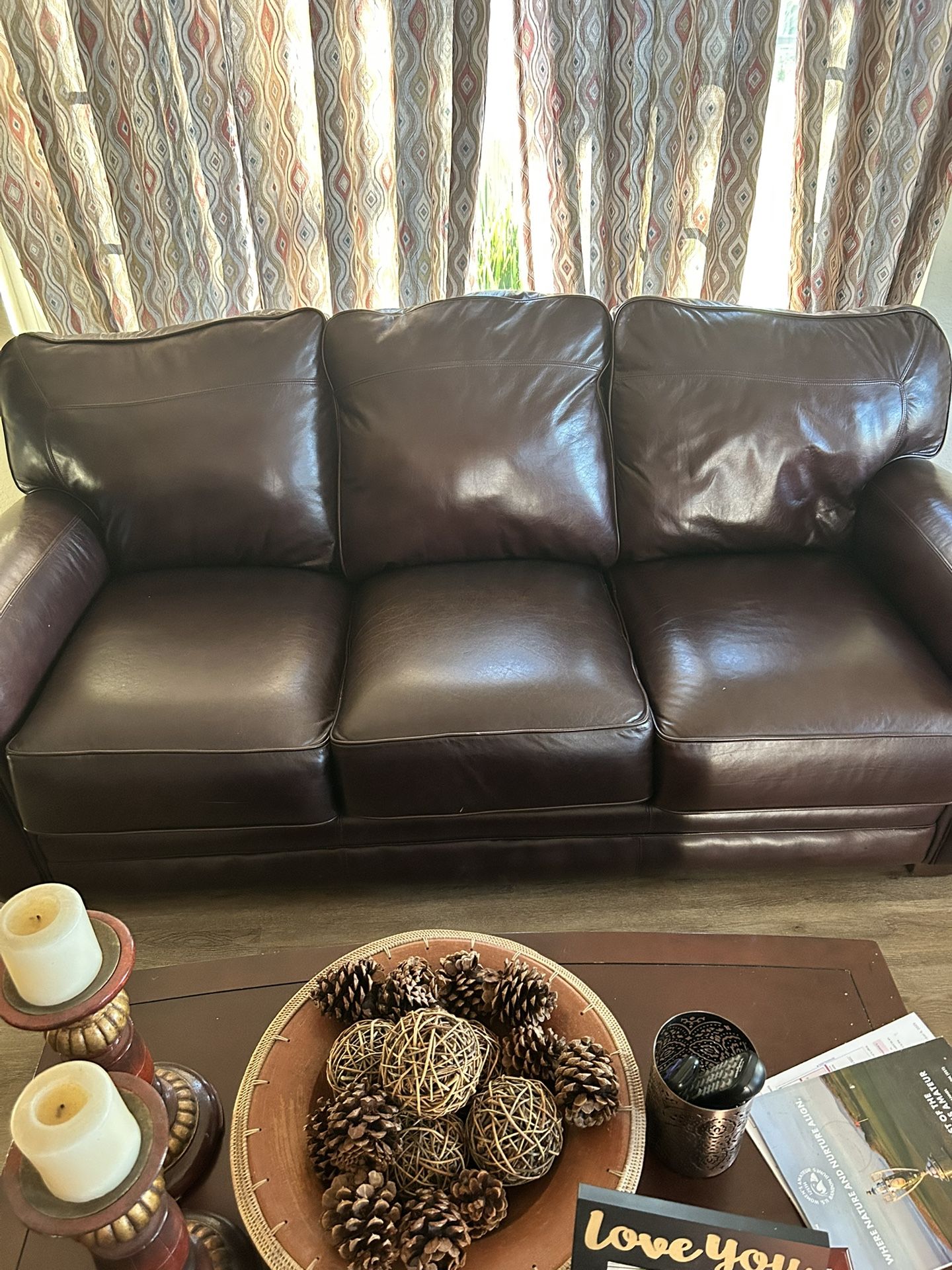 2pc Real Leather Couch & Love Seat (leather Front/back)