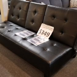 Brand New 79" x 44" Brown Faux Leather Sofa Futon