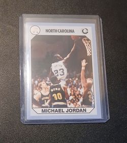 Michael Jordan card from 1990 in a hard protective case.  Mint condition.  $10