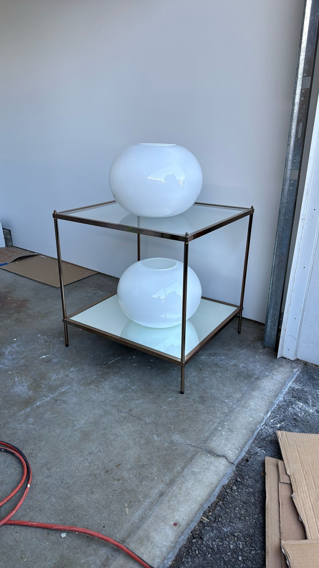 2 Vintage /Art Deco/MCM White Italian Glass Vases