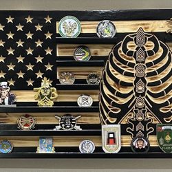 36 x 19 Black Torched Backbone of Army Coin Holder-Wall Version