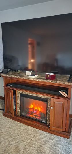 Electric Fireplace TV Stand Console+2 End Tables ,1 Lamp,Center Table