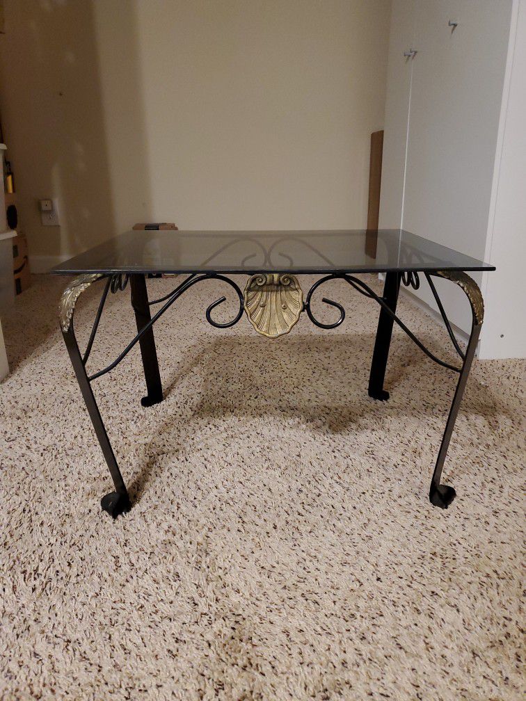 Metal End Table with Glass Top