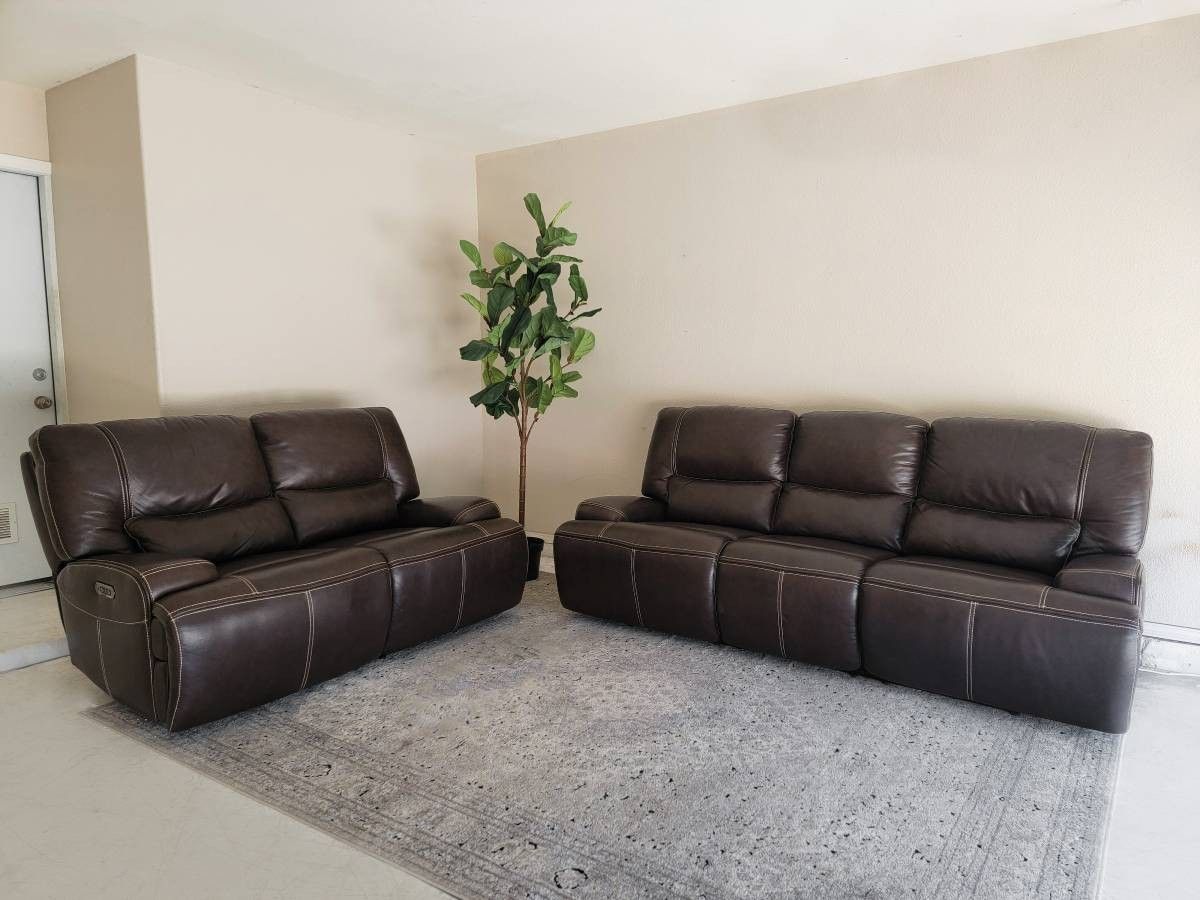 Leather Reclining Sofa and Loveseat