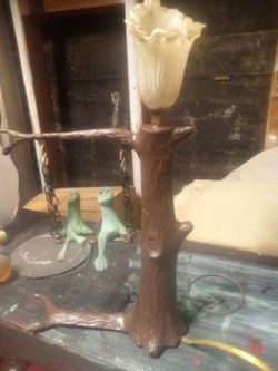 Tree Branch Table Lamp with Frosted Glass Shade