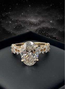 Yellow Gold Engagement Ring two rows diamond