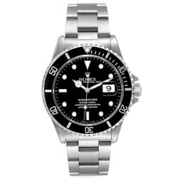 2000 Men's Rolex 40mm Submariner Oyster Perpetual Date Stainless Steel Watch with Black Dial and Black Bezel. (Pre-Owned 16610)