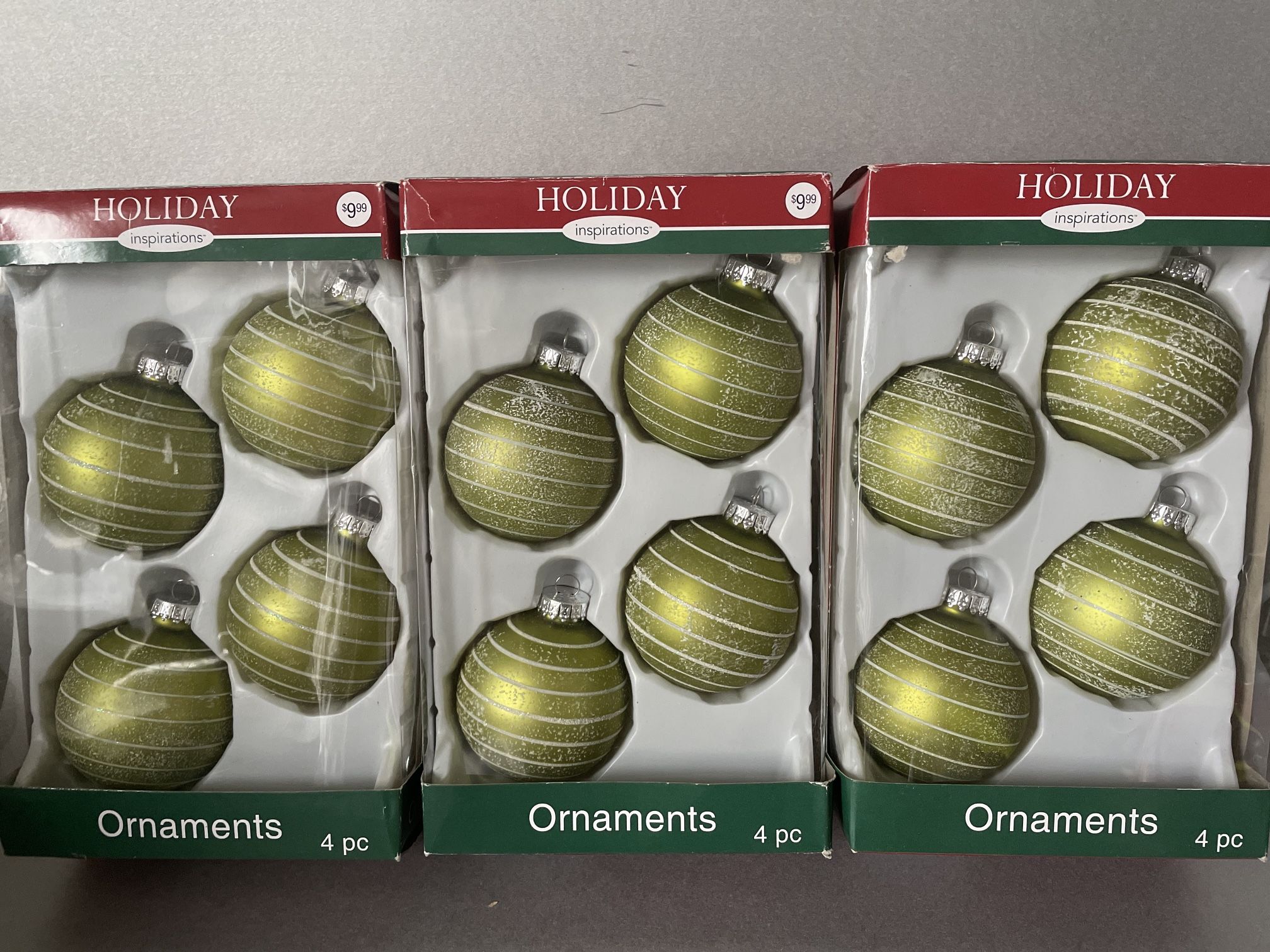 Yellow Green Christmas Ornaments 12PC Christmas Decor 