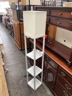 White Floor Lamp with Shelves with USB Outlet