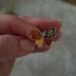 Beautiful  Authentic Amber Butterfly  Ring