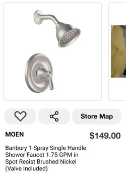 MOEN Banbury Shower Faucet 1-Spray Brushed Nickel w/ Valve Included
