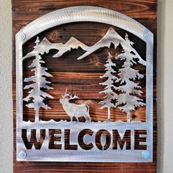 Stainless Steel Elk Welcome Sign 