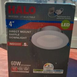 HALO LTB4069FS351EWHDMR Direct Mount Baffle LED Downlight 4” 60-Watts
