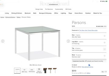 Room and Board Kitchen Table Glass with Stainless Steel Legs