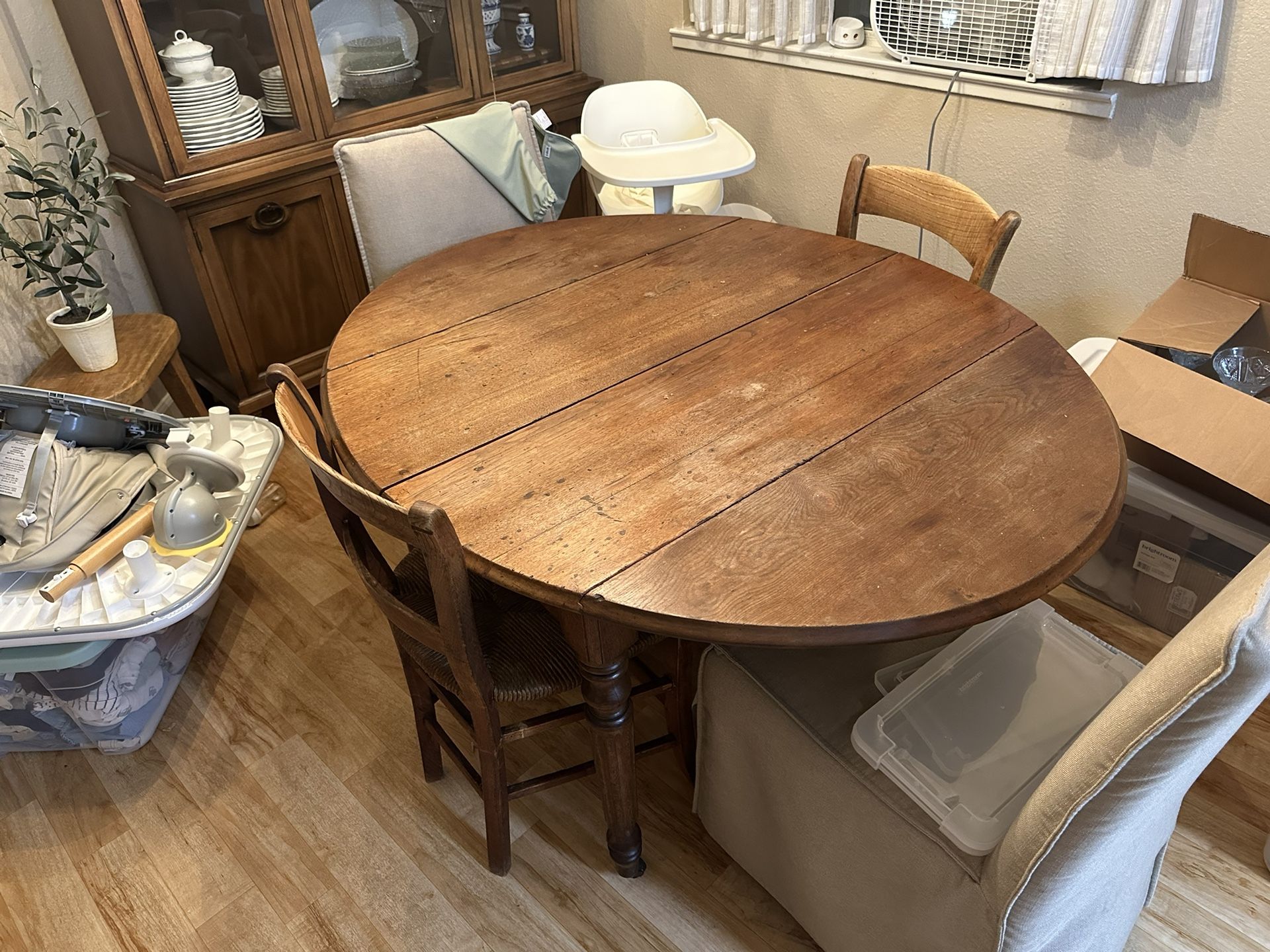 Drop Leaf Oval Dining Table With Two Chairs