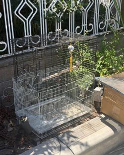 Medium Wire Bird Cage with Perches & Accessories (27" H x 28.5" W)