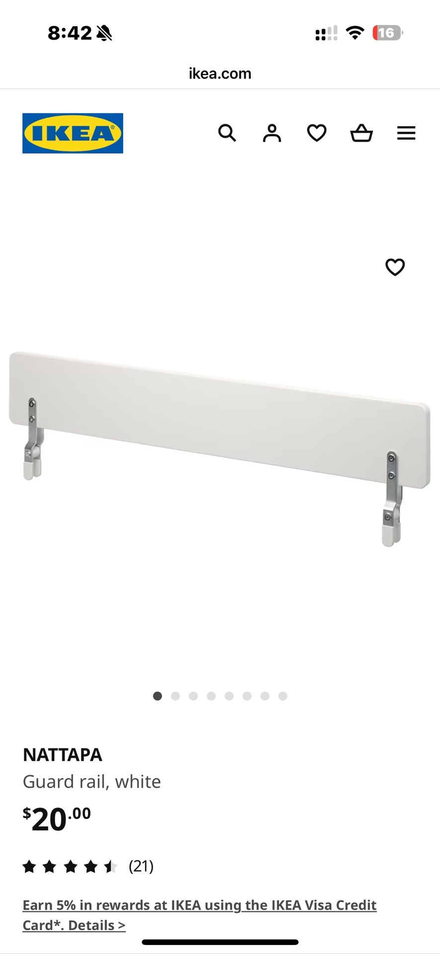 ikea NATTAPA Guard rail, white bed rail