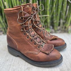 Double-H Leather Roper Lacer Boots..Sz 8 Women’s 