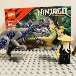 Ninjago Ninja and Dinosaur Set Grey Blue | New Custom LEGO Compatible Toys
