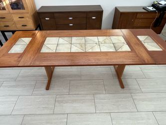 Expanding Dining Table with Stone Center