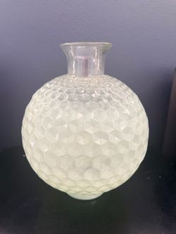 Round Frosted Glass Vase with Honeycomb Texture
