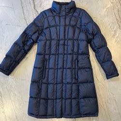 WOMENS MEDIUM NORTH FACE LONG COAT JACKET METROPOLIS BLUE