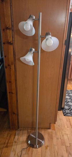 Floor lamp, brushed nickel three light