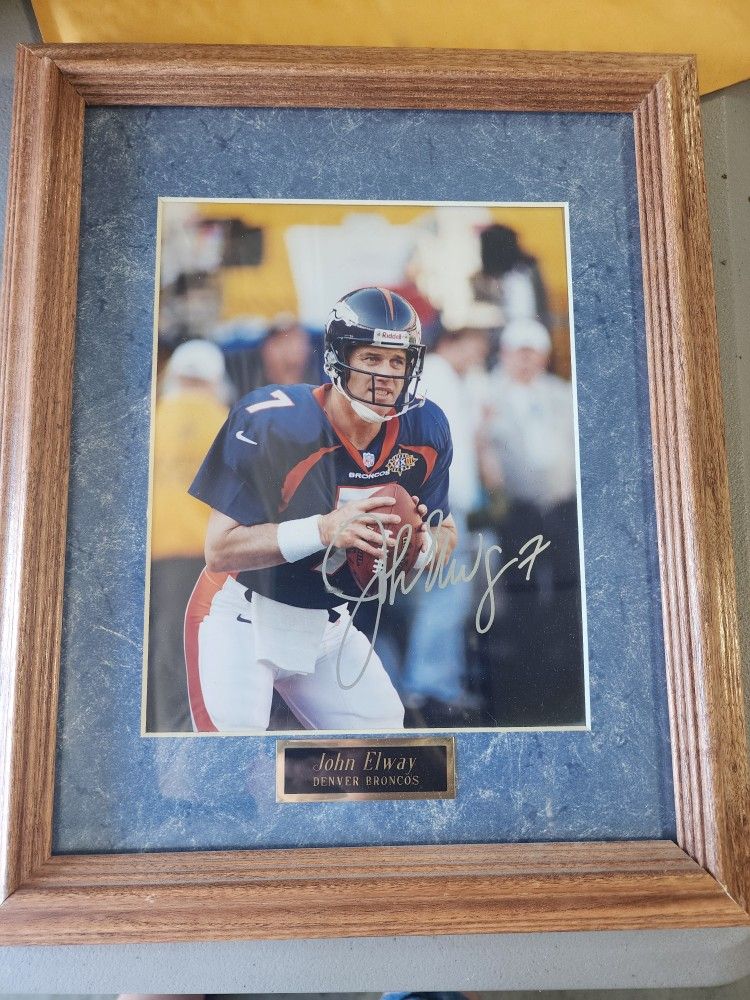John Elway Framed Autograph