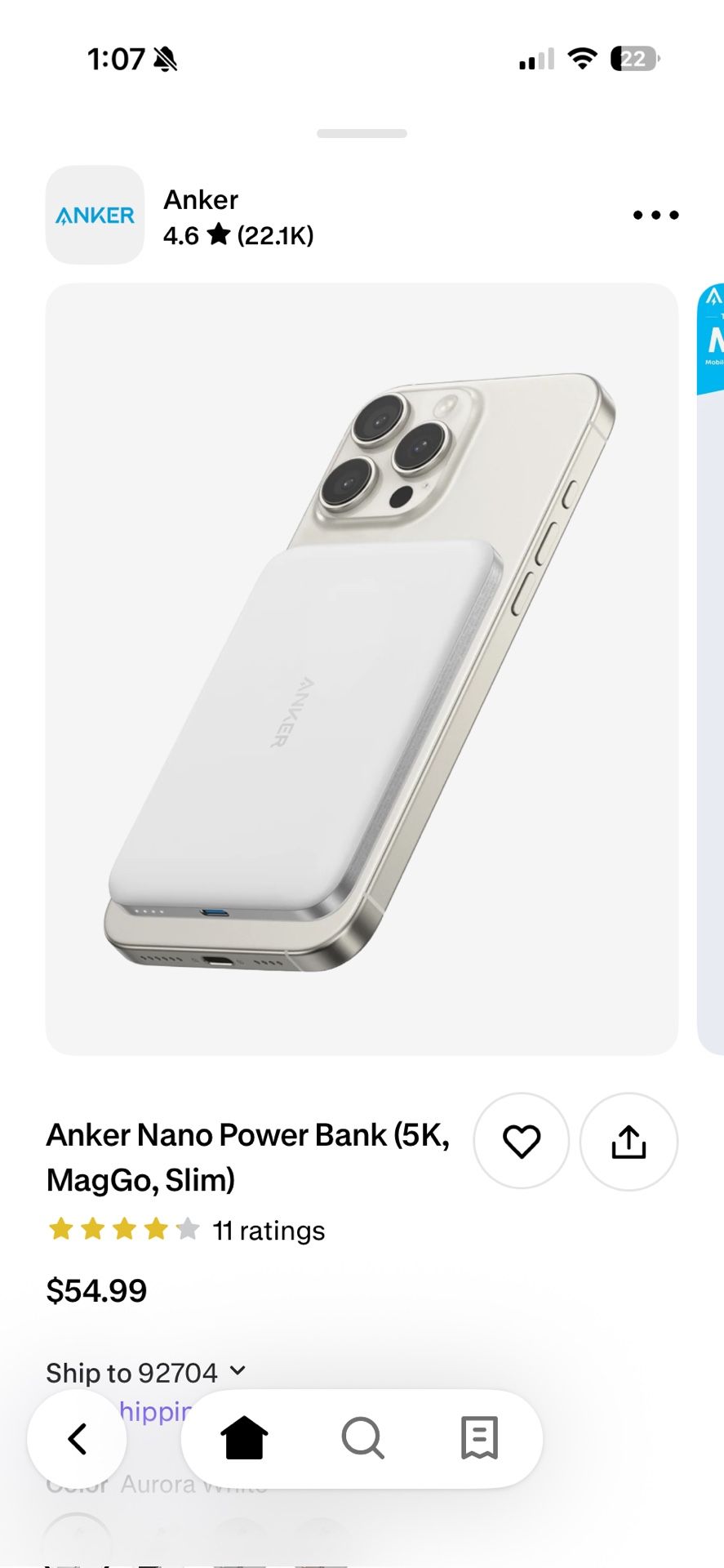Anker Nano Power Bank (5K, MagGo, Slim)