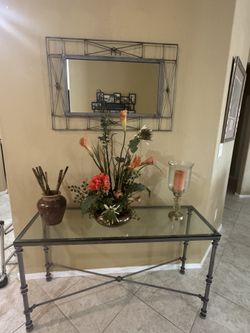Entryway Table With Mirror Set