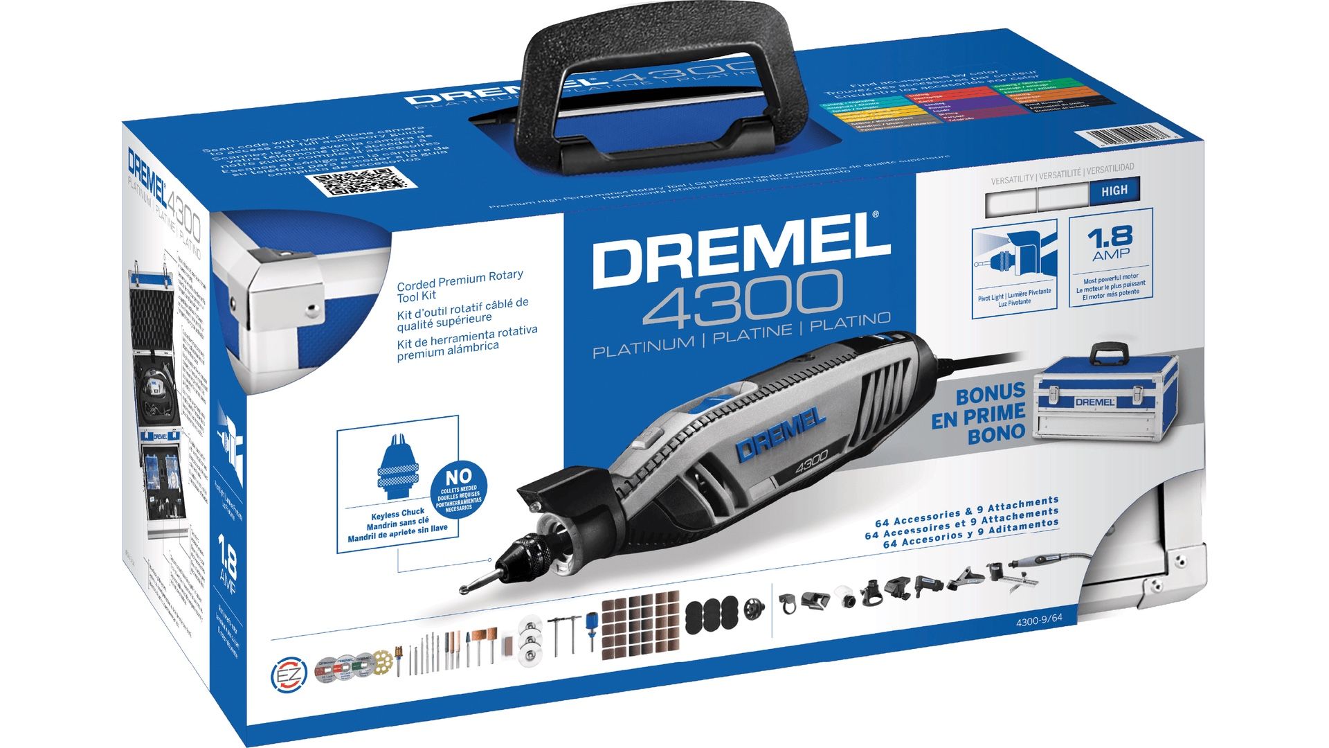 Dremel 4300-9/64 Versatile Rotary Tool Kit with Flex Shaft - 9 Attachments & 64 Accessories