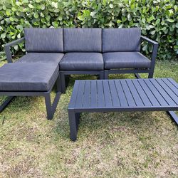 New Charcoal Gray Aluminum 5 Piece Outdoor Patio Furniture  Set