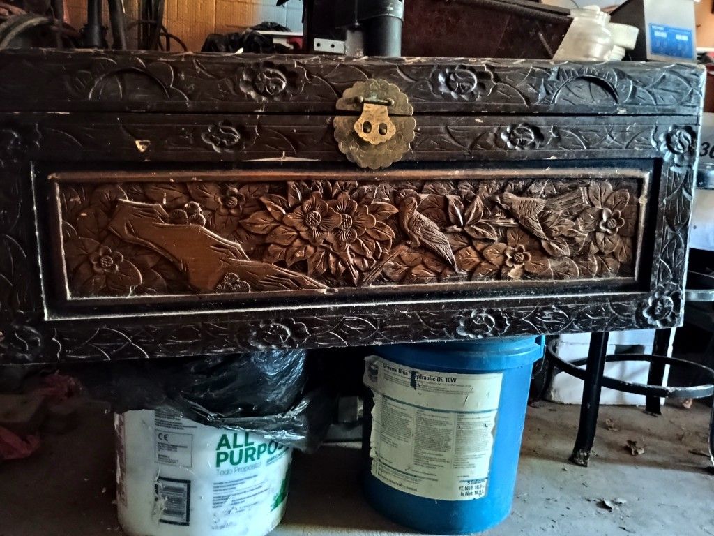 Hand Carved Wood Chest