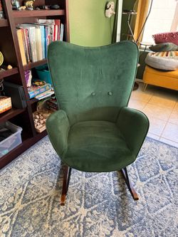 Green Velvet  Rocking Chair